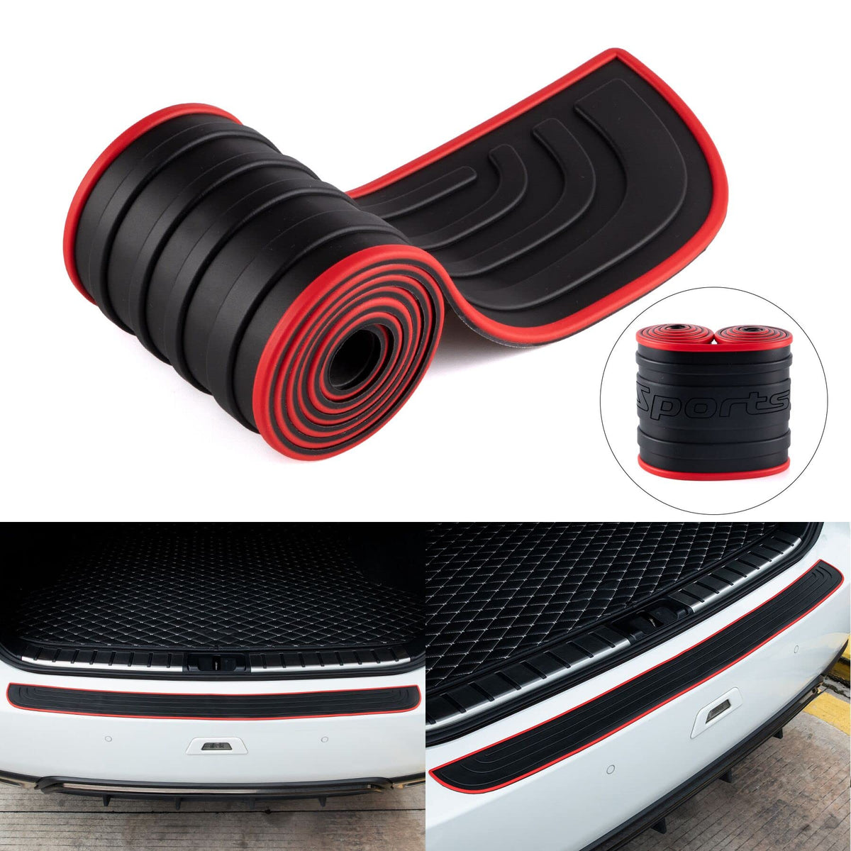 SINGARO Car Rear Bumper Protector, 41inch x3.5inch Car/SUV Universal Rubber Anti-Scratch Trunk Exterior Accessories?Black?
