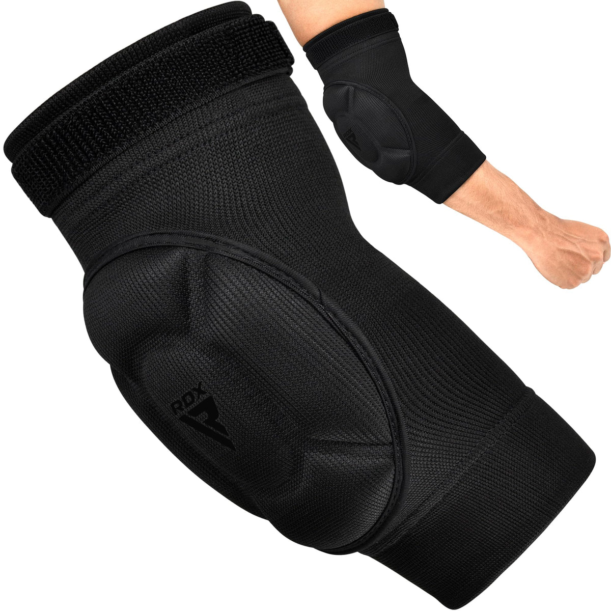 RDX Pro Elbow Pads, SATRA Approved, Muay Thai MMA Kickboxing Sparring Elbow Guard, Martial Arts striking Protection, volleyball Wrestling Basketball Adjustable MTB Compression Padded Sleeve, Men Women