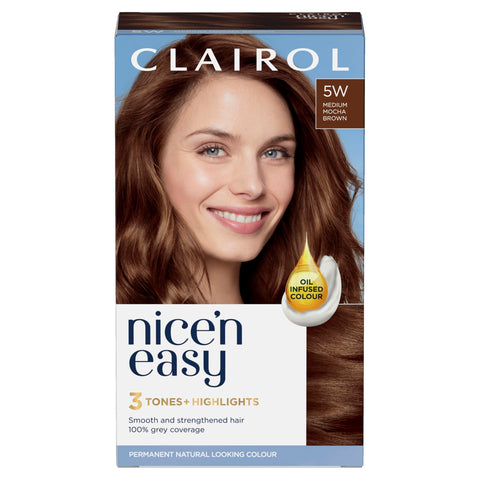 Clairol Nice'n Easy CrÃ¨me, Natural Looking Oil Infused Permanent Hair Dye, 5W Medium Mocha Brown