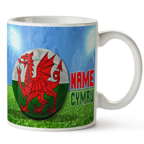 KRAFTYGIFTS Personalised Name Mug Rugby Wales Welsh 11oz Ceramic White Cup Gift SH275