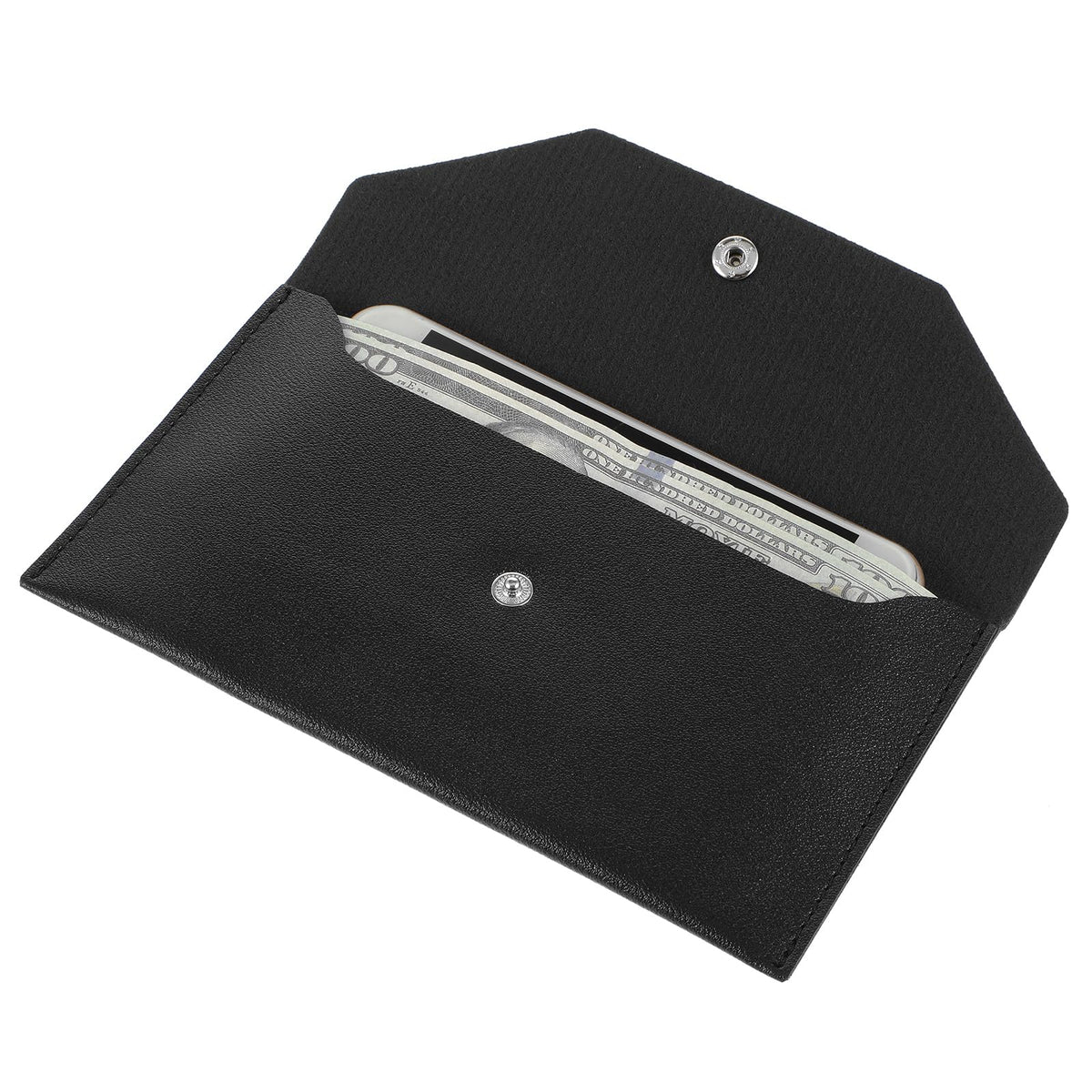 Piriuuo Money Envelopes for Cash, PU Leather Cash Envelope Wallet Reusable Cash Wallet Money Wallet Money Pouch Cash Holder Cash Bag Cash Envelopes for Travel and Budgeting, Black
