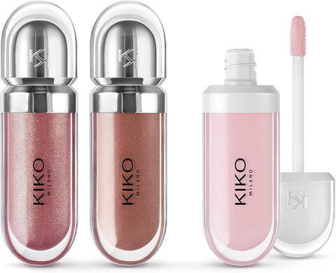 KIKO Milano Glossy Lip Set | Make-Up Set: 2 Moisturising Lip Glosses And 1 Perfecting Lip Cream