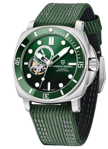 Pagani Design Tourbillon Watches for Men Mechanical Wristwatches, Men's Automatic Watch Skeleton Dial Casual Sports Nylon Leather Bracelet