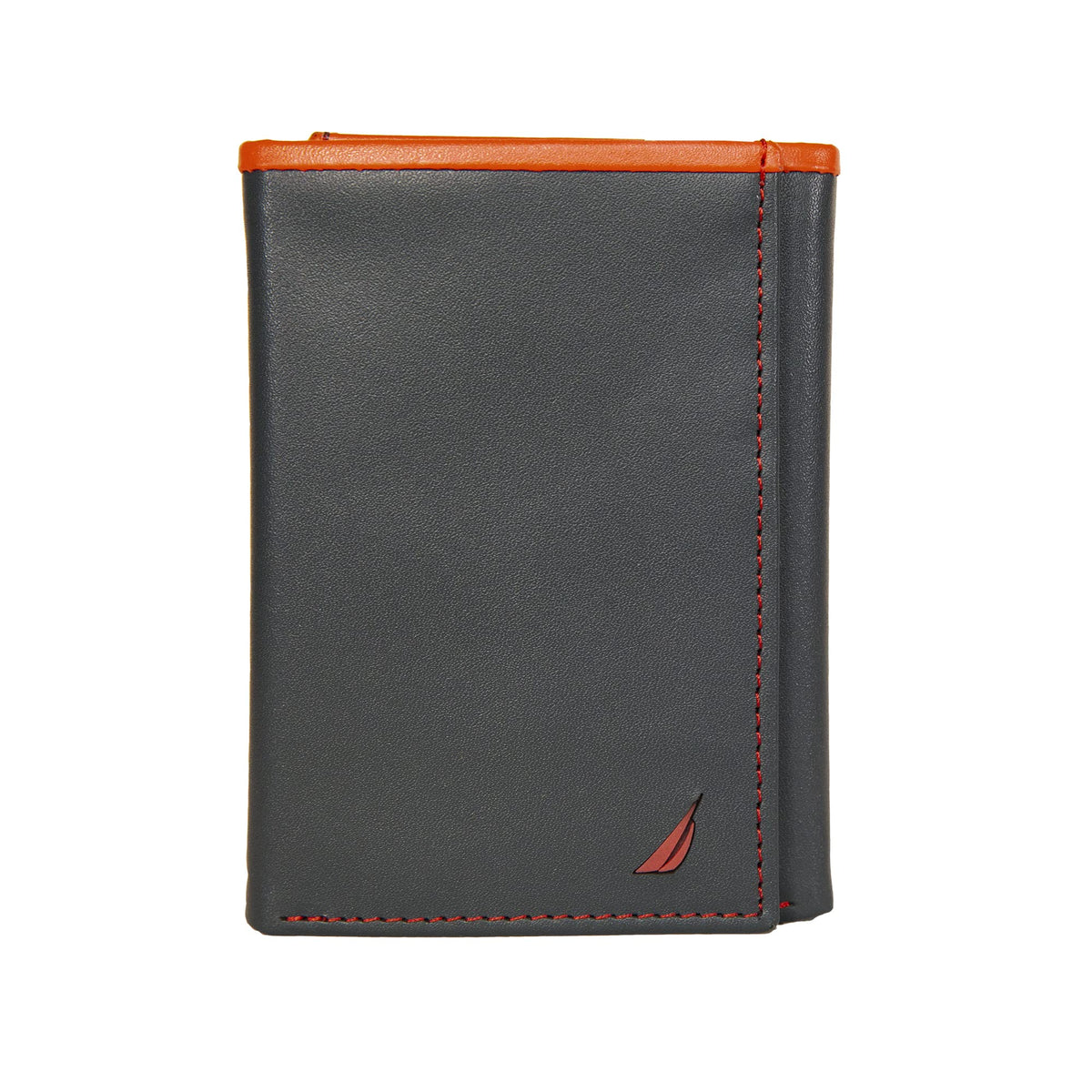 Nautica Men's Pop Color Trifold Leather Wallet with 6 slots, RFID Protection, Navy/Red