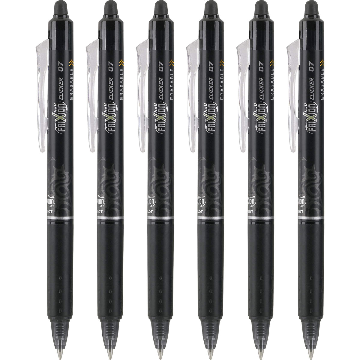 PILOT FriXion Clicker Erasable & Retractable Gel Ink Pens, Fine Point, Black Ink, 6 Count (13601)