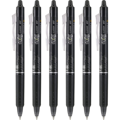 PILOT FriXion Clicker Erasable & Retractable Gel Ink Pens, Fine Point, Black Ink, 6 Count (13601)