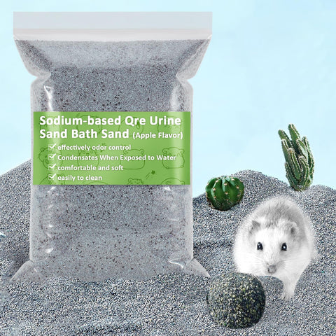Sukh Hamster Desert Bath Sand - Dust Free Desert Sand 0.9lb Hamster Potty Litter Sand Dust Bath For Hamster Chinchilla Syrian Mice Gerbil Hedgehogs Guinea Pigs Small Animals (Desert Sand, Apple Smell)