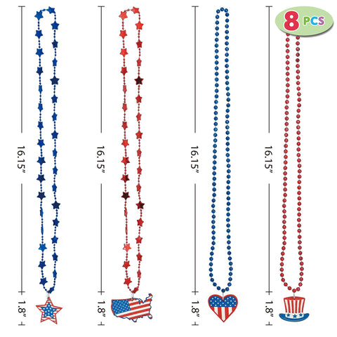 JOYIN 56 Pcs 4th of July Party Favor of 8 Glasses 8 Headbands 8 Necklaces & 32 Tattoo Stickers, Fourth of July Accessories, 4th of July American Flag Decor, July 4th Gift for Kids, Patriotic Party Set
