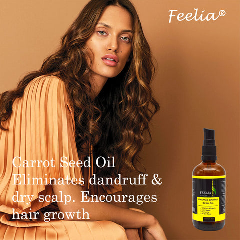 Feelia - Organic Carrot Seed Oil - Cold Pressed, Nourishing, 100% Pure & Natural, Premium Quality for Skin & Hair Care, All Skin Types