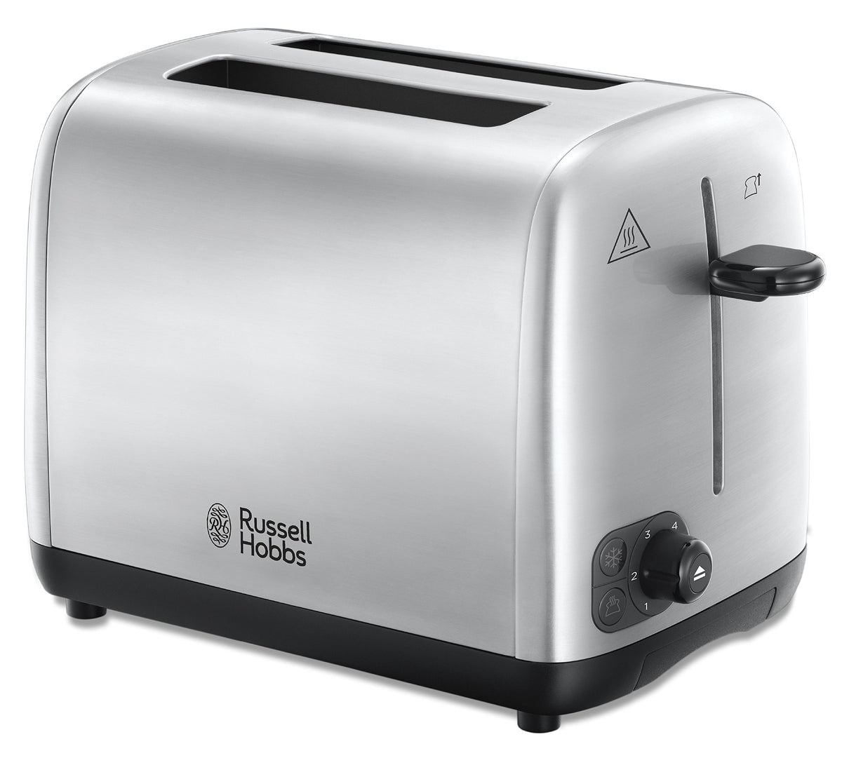 Russell Hobbs 2 Slice Toaster with Perfect Toast Technology for improved evenness (Wide slots, Lift & look feature, 6 Browning levels, Frozen & Cancel function, 850W, Brushed Stainless Steel ) 24081