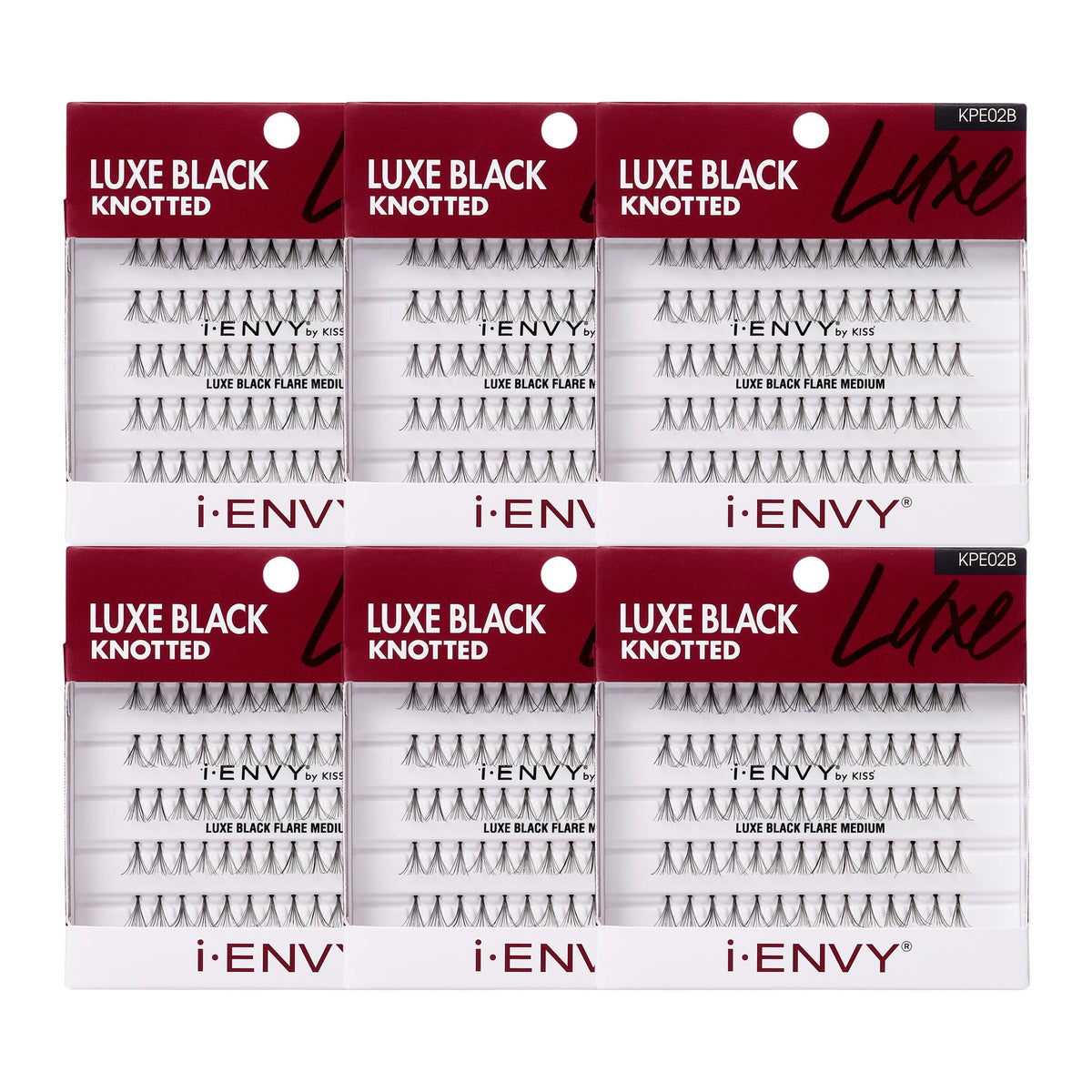 KISS iENVY Individual Lashes Luxe Black Flare Knotted Lashes 70PCS Medium Individual Lashes (6 PACK)