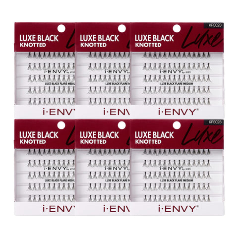 KISS iENVY Individual Lashes Luxe Black Flare Knotted Lashes 70PCS Medium Individual Lashes (6 PACK)
