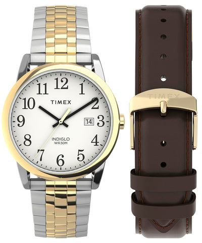 Timex Men's Easy Reader Classic 38mm Watch - Two-Tone Expansion Band White Dial Two-Tone Case