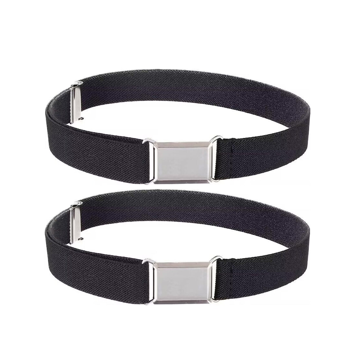 WannGe Kids Buckle Belt Kid Adjustable Elastic Belt Boy Stretch Belt for Children Boys Girls - Black 2pcs