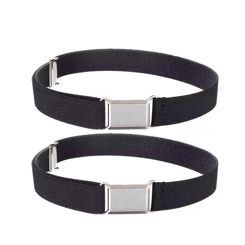 WannGe Kids Buckle Belt Kid Adjustable Elastic Belt Boy Stretch Belt for Children Boys Girls - Black 2pcs