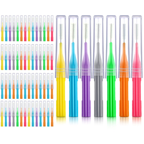 Patelai 100 Pieces Braces Brush for Cleaner Interdental Brush Toothpick Dental Flossing Head Oral Hygiene Flosser Tooth Cleaning Tool (Stylish Colors)