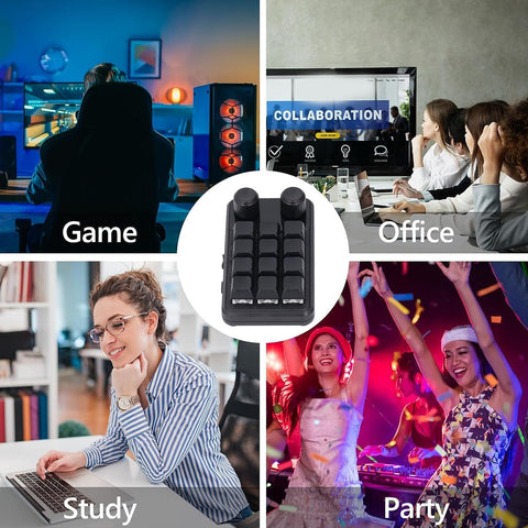 12 Keys USB Mini Macro Mechanical Gaming Keyboard Blue Switch RGB Mechanical Keyboard Dual Knobs Type C BT 2.4G Wireless Programming Macro Software for Gaming