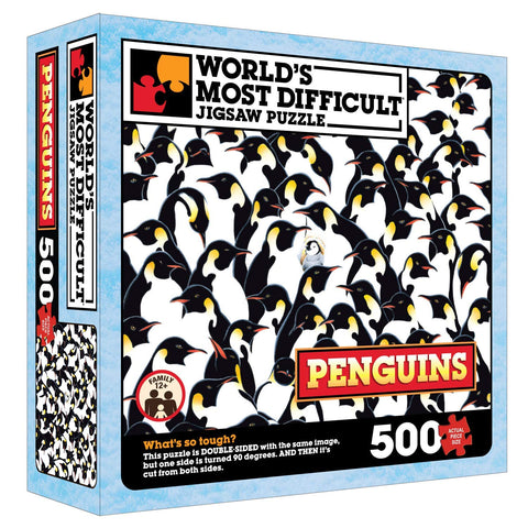 TDC Games WorldÃƒÆ’Ã†â€™Ãƒâ€šÃ‚Â¢ÃƒÆ’Ã‚Â¢ÃƒÂ¢Ã¢â€šÂ¬Ã…Â¡Ãƒâ€šÃ‚Â¬ÃƒÆ’Ã‚Â¢ÃƒÂ¢Ã¢â€šÂ¬Ã…Â¾Ãƒâ€šÃ‚Â¢s Most Difficult Jigsaw Puzzle - Penguins - 500 Pieces Double Sided - 15 in