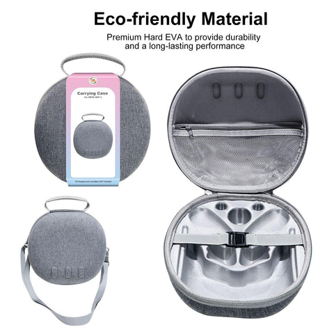 Hard Carrying Case for Meta Quest 3 Gaming Headset Controller Storage Protective Bag VR Accessories, Gray