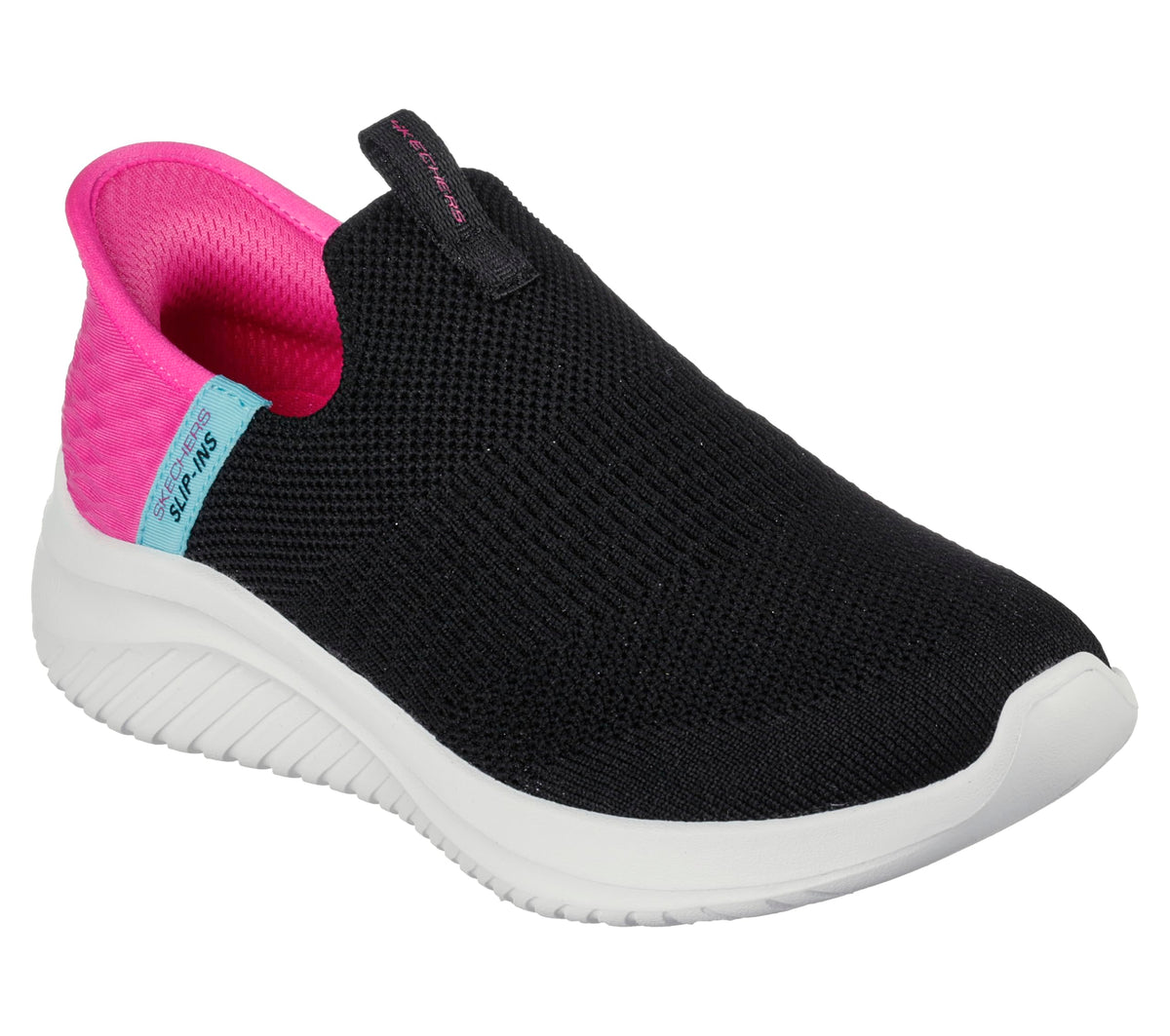 Skechers Kids Girls Ultra Flex 3.0-Fresh Time Sneaker, Black/Pink, 11 Little Kid