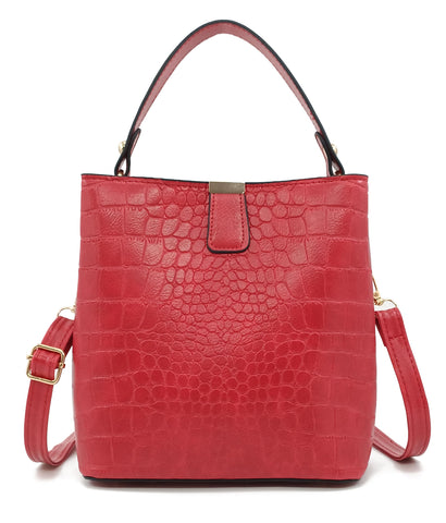 Esimileeya Crocodile Pattern Purses with Shoulder Strap Bucket Bags for Women with Top Handle Red Designer Top Handle Satchel Handbags for Women Croc Tote Leather Bag