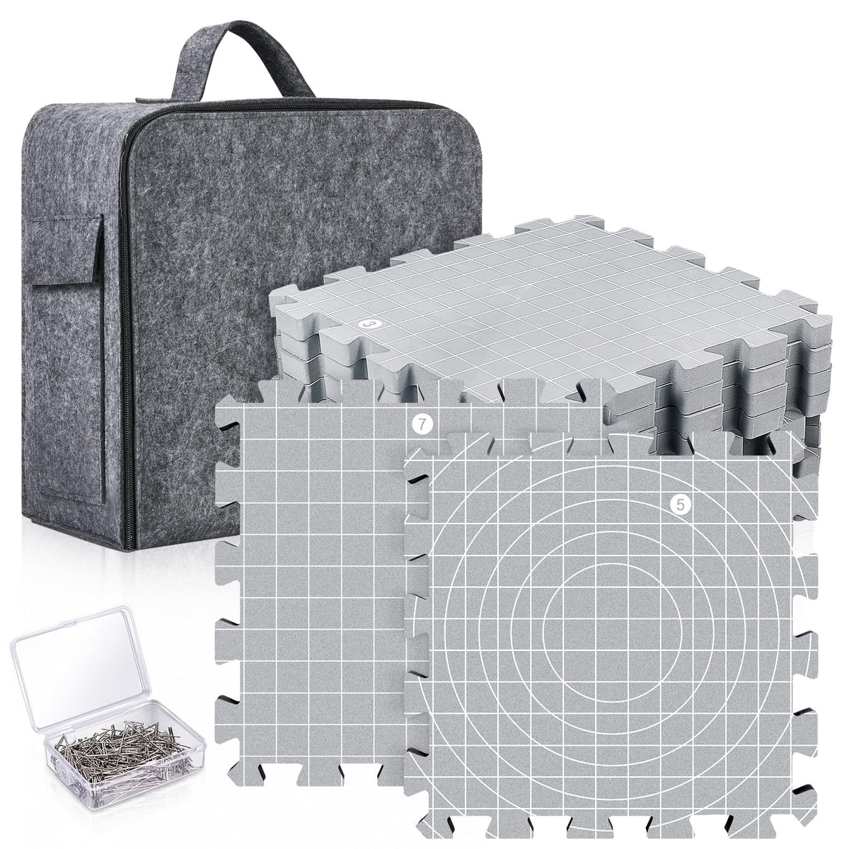 9 Pack Blocking Mats for Knitting & Crochet Project, 200 T-Pins Extra Thick Crochet Blocking Boards with Grids for Needlepoint or Crochet, Blocking Boards for Crochet Projects
