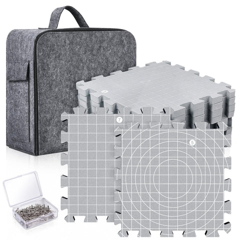 9 Pack Blocking Mats for Knitting & Crochet Project, 200 T-Pins Extra Thick Crochet Blocking Boards with Grids for Needlepoint or Crochet, Blocking Boards for Crochet Projects