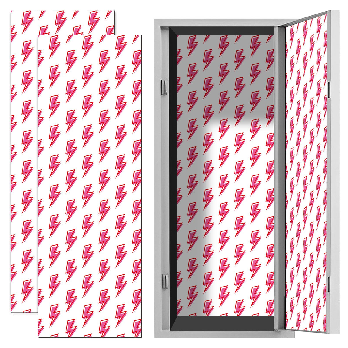 2Pcs School Locker Magnetic Wallpaper for Girls - 11.8'' x35.4'' Reusable Locker Decorations, Trimmable Removable Locker Accessories for Middle High School, Lightning Style