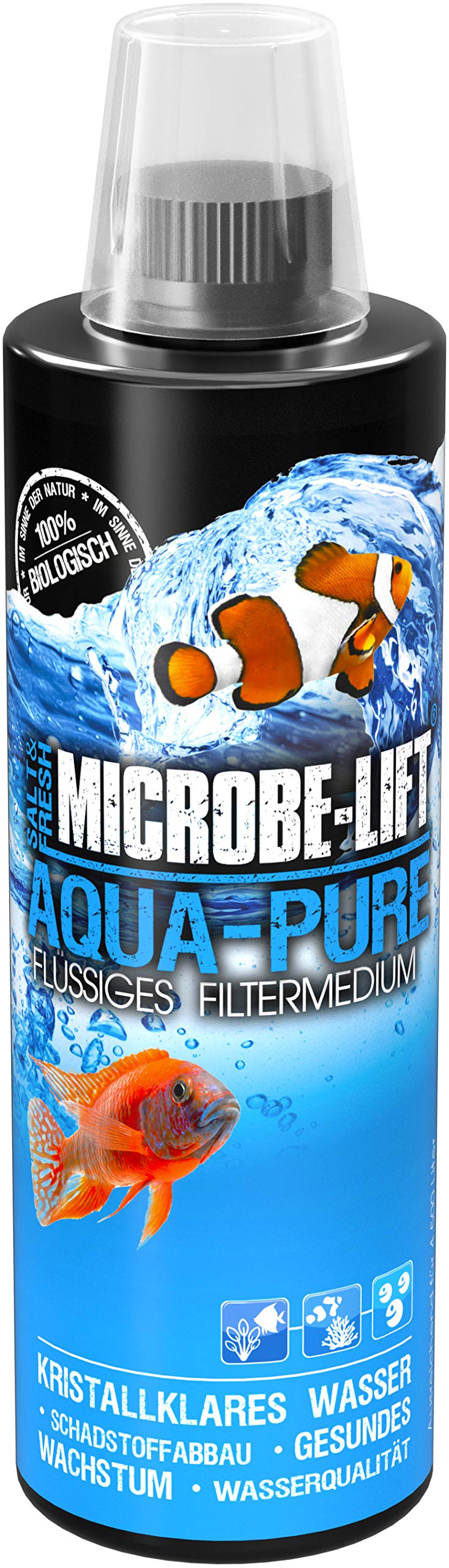 MICROBE-LIFTÂ® - Aqua Pure | Liquid water conditioner with 100% biological bacteria | For saltwater and freshwater aquarium | Content: 473ml