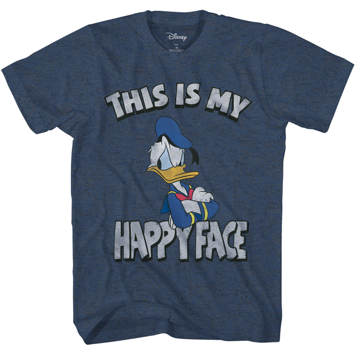 Disney Donald Duck Angry Grumpy This is My Happy Face T-Shirt(Indigo Heather Black,Medium)