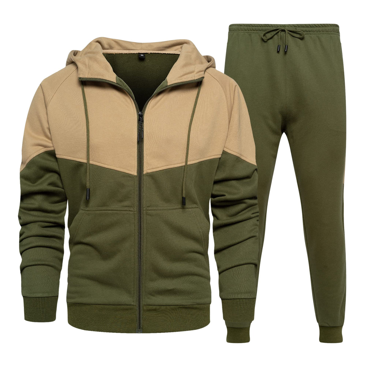 MANTORS Men's 2 Piece Workout Sets Hooded Tracksuit Warm Slim Fit Sweat Jogging Suits TZ95 Green L