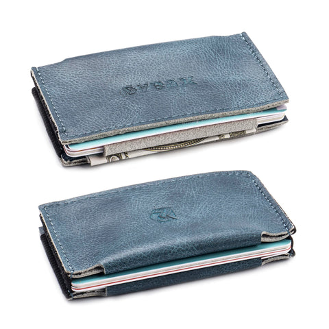 Elastic Minimalist Wallet - Slim Front Pocket Credit Card holder, Light Blue, One Size