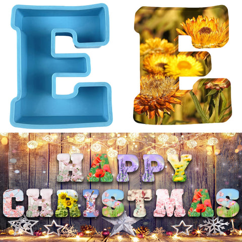 3D Alphabet Silicone Molds Large Letter Epoxy Molds for Resin 6 Inch DIY Resin Casting Letter Moulds Chocolate Baking Molds for Birthday Wedding Party Christmas Art Craft Ornaments (E)