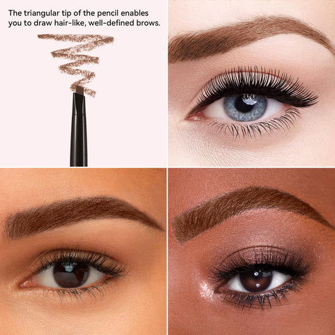 Boobeen Eyebrow Pencil, Waterproof Smudge-Proof Eye Brow Definer Pen, Dual Ended Pencil with Brush, Shapes&Defines&Fills Brow Makeup, Create Natural-Looking Brows