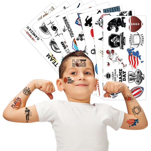 96PCS Football Temporary Tattoos Birthday Party Supplies Decorations Tattoos Stickers American Rugby Fans Cheerleaders Cute Party Favors Kids Boys Girls Gifts Ideas Classroom School Prizes Themed