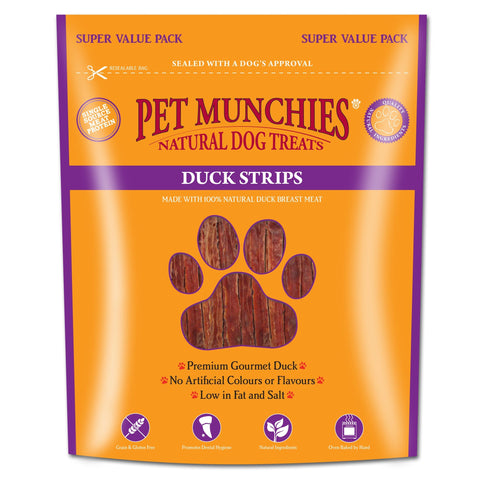 Pet Munchies Duck Strips Dog Treats, Value Pack Dog Chews with Natural Real Meat, Grain Free, Low in Fat and High in Protein 320g (Pack of 3)
