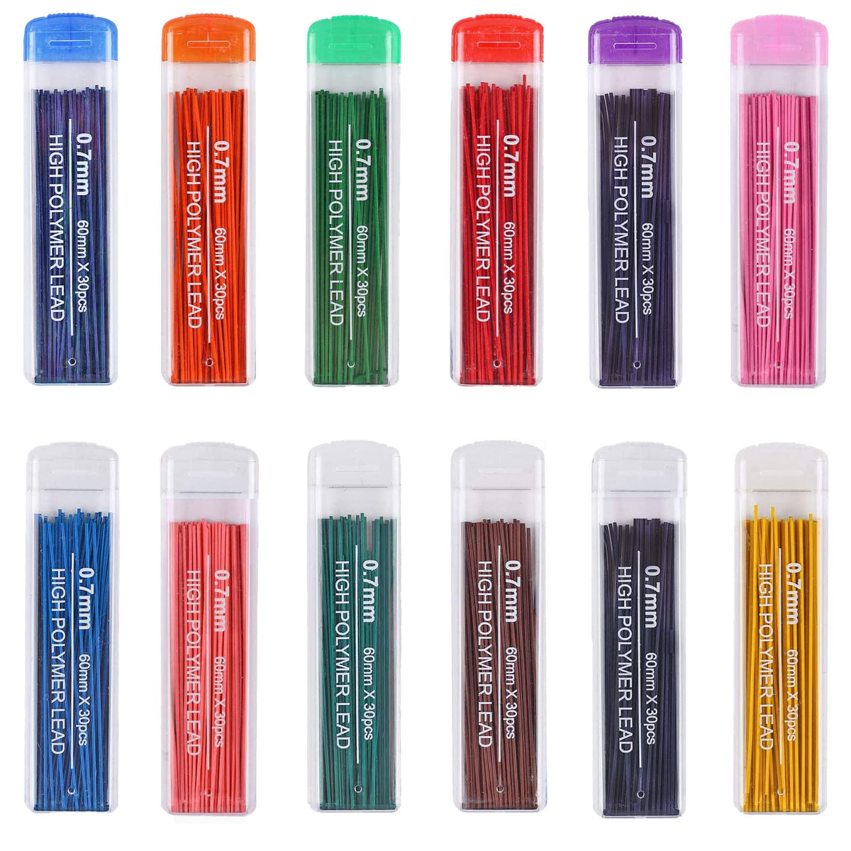 Lunpliran 12 Colors 360 Pieces Color Lead Refills Colored Pencils Lead, 0.7 mm HB (12 Colors)