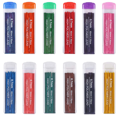 Lunpliran 12 Colors 360 Pieces Color Lead Refills Colored Pencils Lead, 0.7 mm HB (12 Colors)