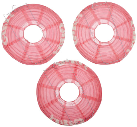Beistle 3-Pack It's a Girl! Paper Lanterns, 9-1/2-Inch, pink/white (54575)