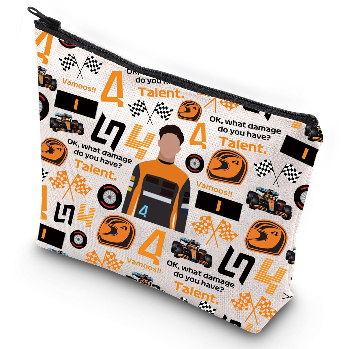 WZMPA Racing Fans Cosmetic Bag Racing Lover Gifts Ok What Damage Do You Have Talent Zipper Pouch Bag Racing Merchandise (4 Talent)