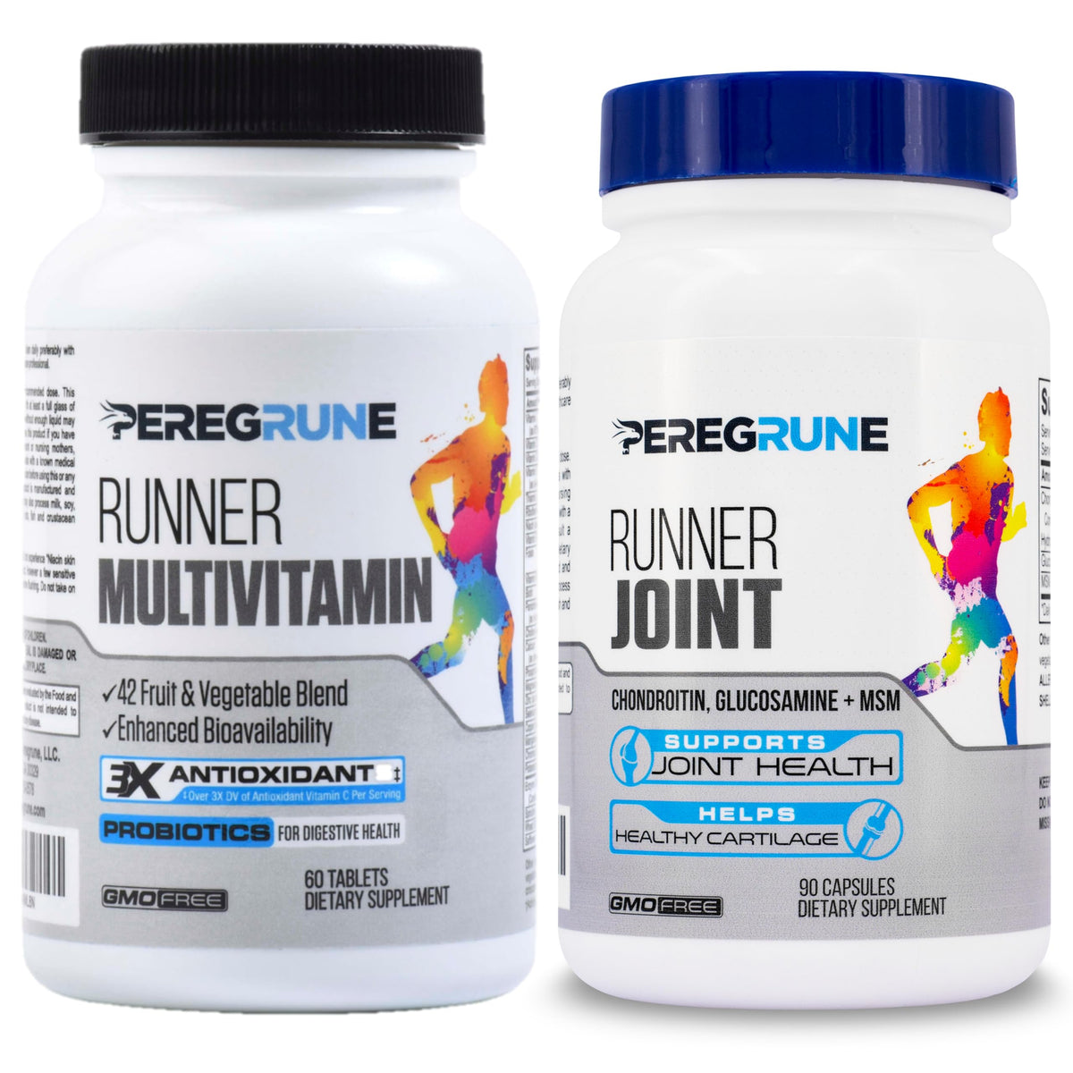 PEREGRUNE Runner Multivitamin & Joint Support Supplement - Antioxidants, Vitamin B Complex, Probiotics for Health, Energy, Endurance, Recovery - Glucosamine Chondroitin, MSM - GMP Running Supplements