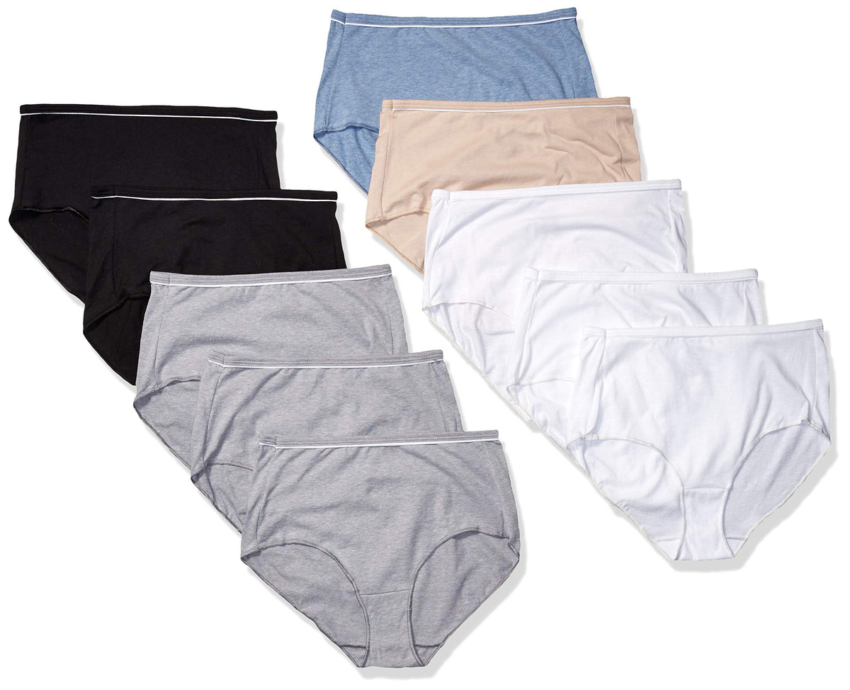 Hanes Women's Pure Bliss Brief Panty 10-Pack, Assorted, 7