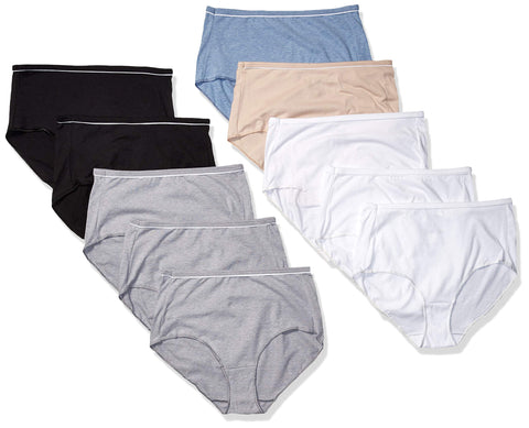 Hanes Women's Pure Bliss Brief Panty 10-Pack, Assorted, 7