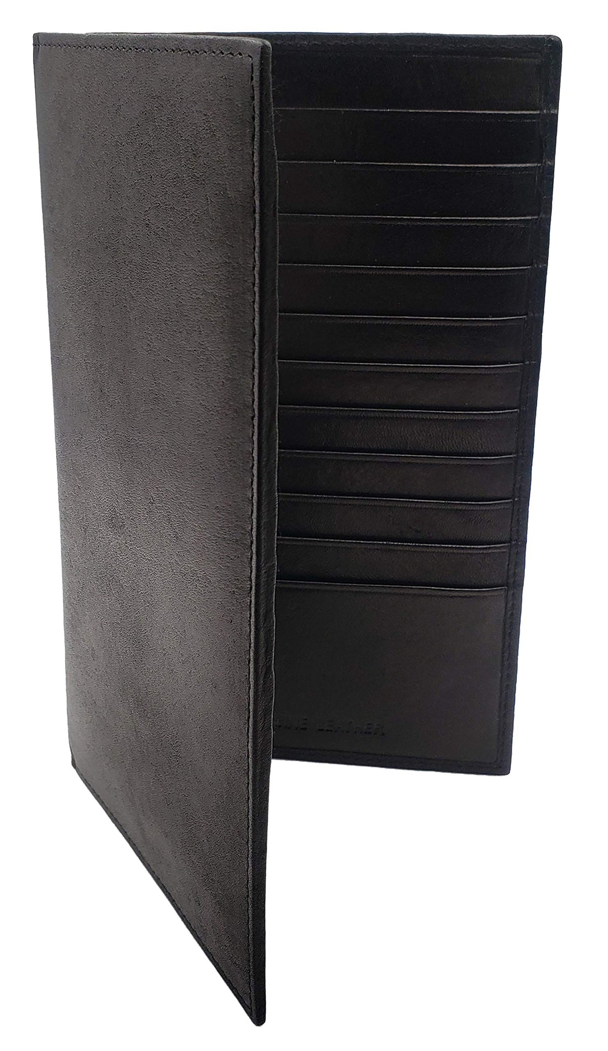 ag wallets Genuine Leather Mens Long ID 19 Credit Card Security Wallet Black (NoRFID_Black)