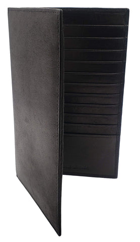 ag wallets Genuine Leather Mens Long ID 19 Credit Card Security Wallet Black (NoRFID_Black)