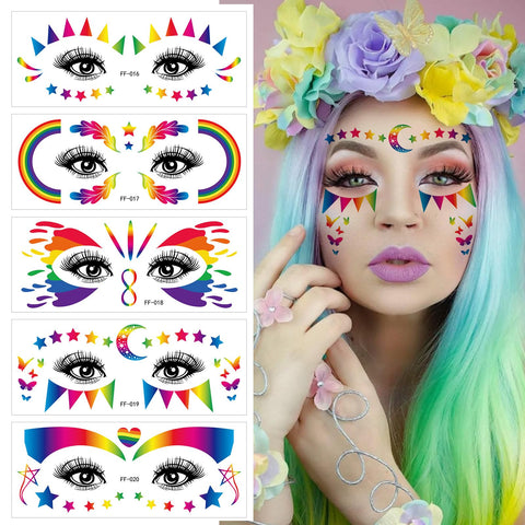 Generic Rainbow Temporary Tattoos 10 Sheets Gay Pirde Tattoos Butterfly/Heart/Rainbow Face Tattoos Waterproof LGBT Fake Tattoos Stickers for Rainbow Party Pirde Month Parades Celebrations Decorations