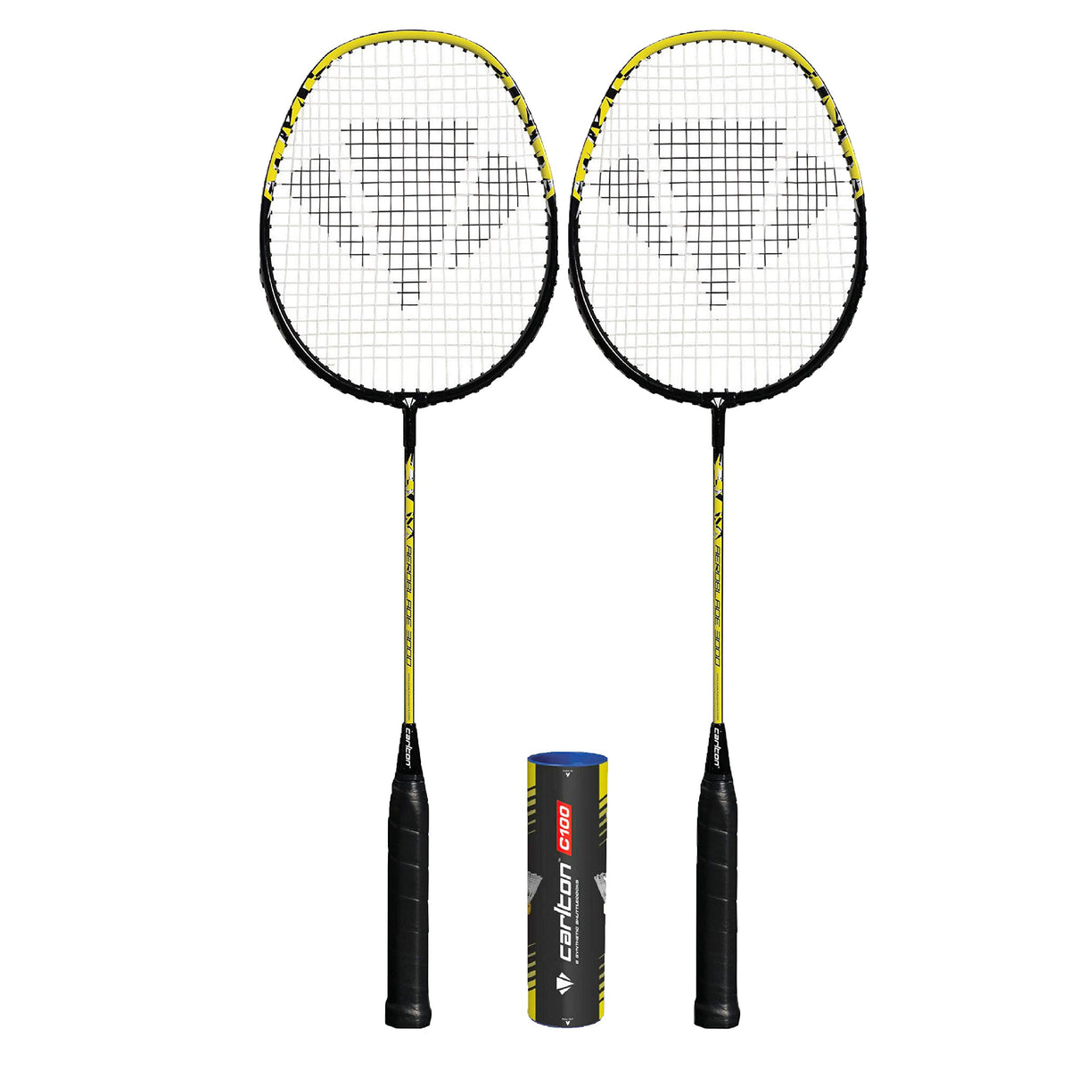 DUNLOP Carlton Badminton Rackets (2 Player, 4 Player and Family Options) (Aeroblade Yellow/Black 3000-2 Player Set)