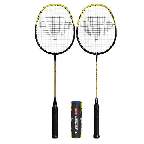 DUNLOP Carlton Badminton Rackets (2 Player, 4 Player and Family Options) (Aeroblade Yellow/Black 3000-2 Player Set)
