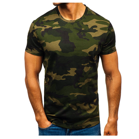 Jueshanzj Men's Short-Sleeved t-Shirt Camouflage Round Neck Casual Picture Color 2 L