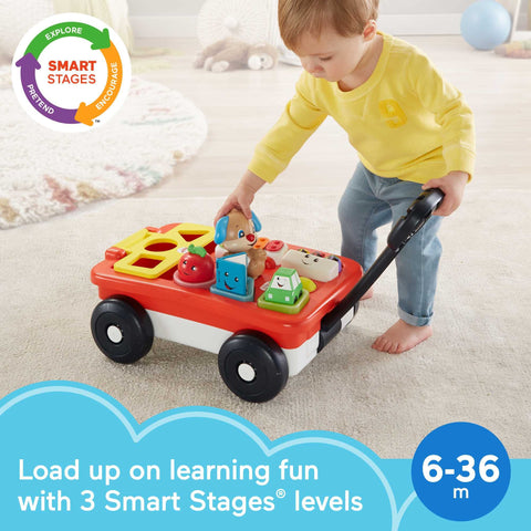 Fisher-Price Baby & Toddler Toy Laugh & Learn Pull & Play Learning Wagon Musical Pull-Along with Activities for Infants Ages 6+ Months
